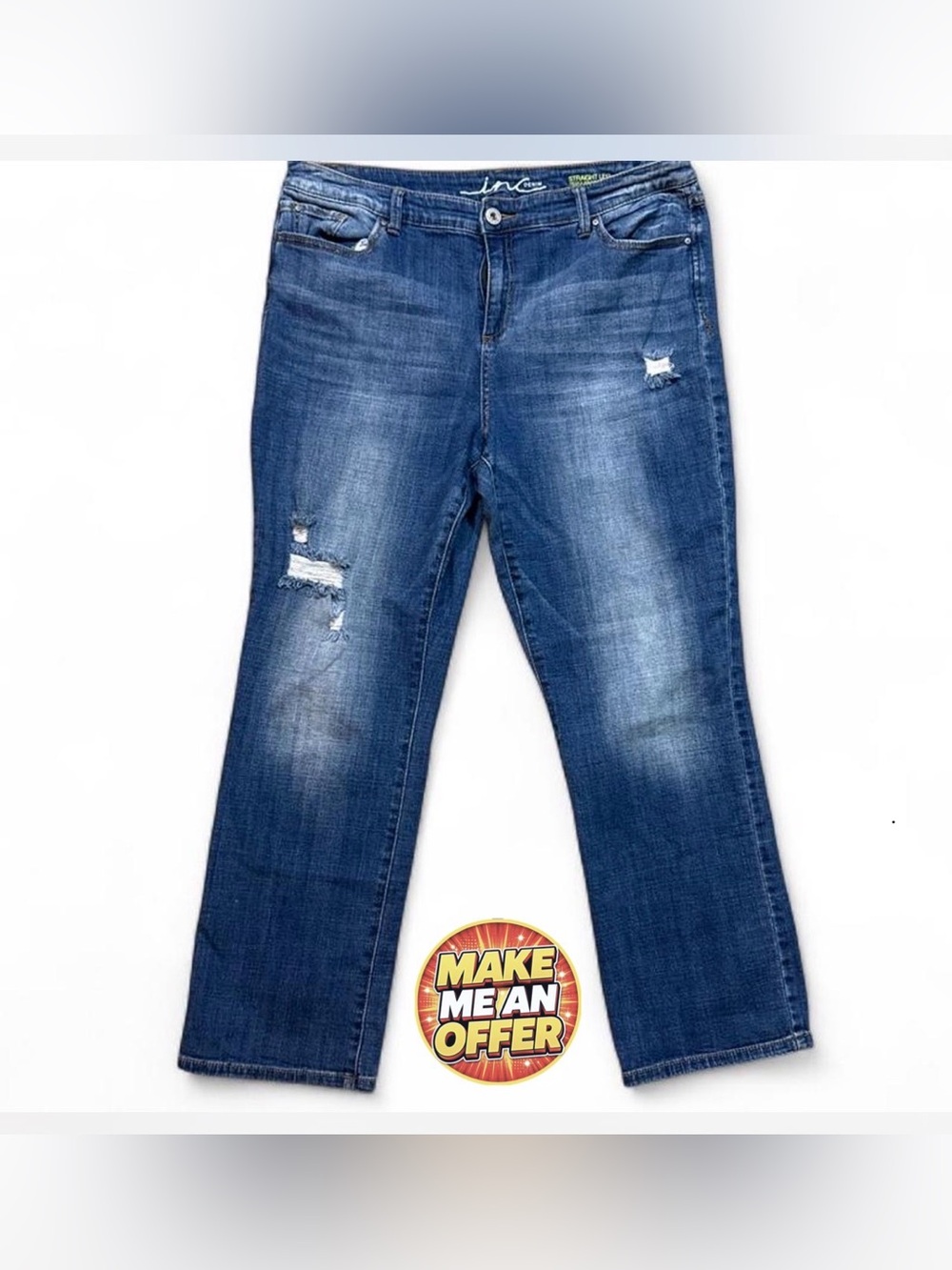 Super Cute Blue Straight Leg Reg Fit Cropped Jeans - SZ 16 (Worn Twice)